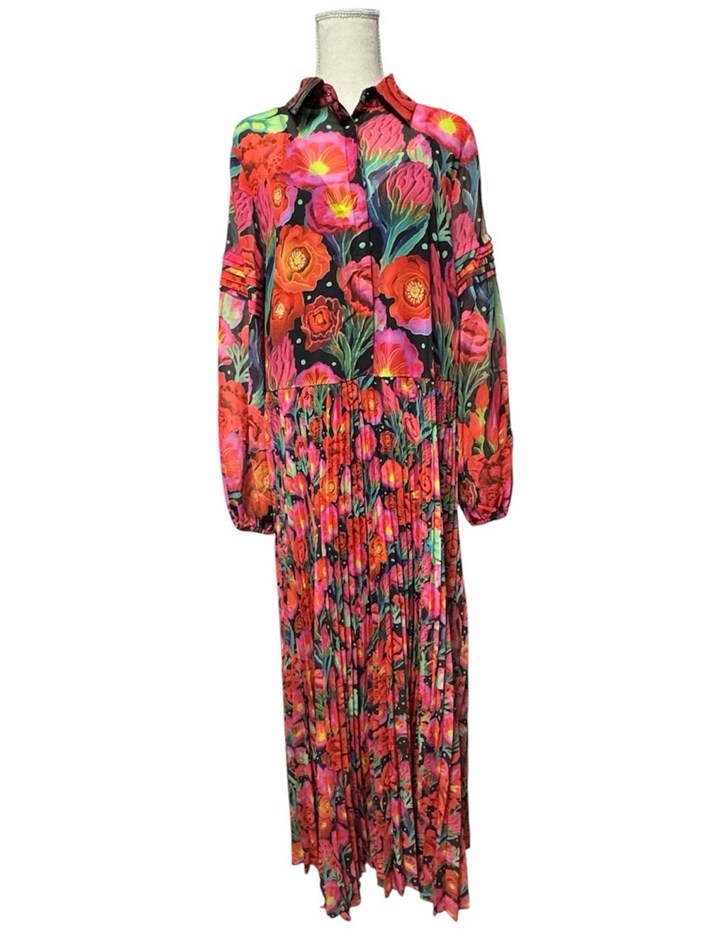 032 FARM RIO Anthropologie Women's Floral Pleated Drop-Waist Maxi Dress, Medium - Picture 3 of 11